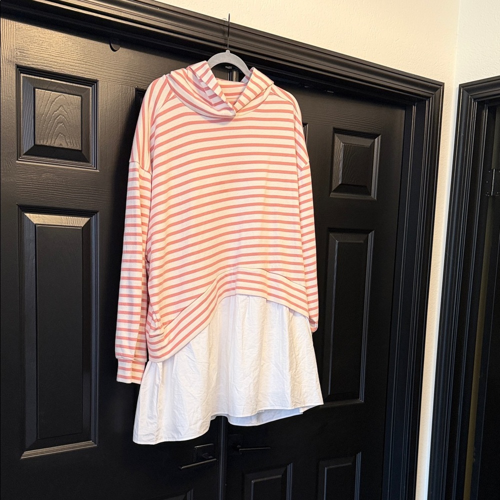 Anthropology Pilcro Pink and White Striped Kids Hoodie